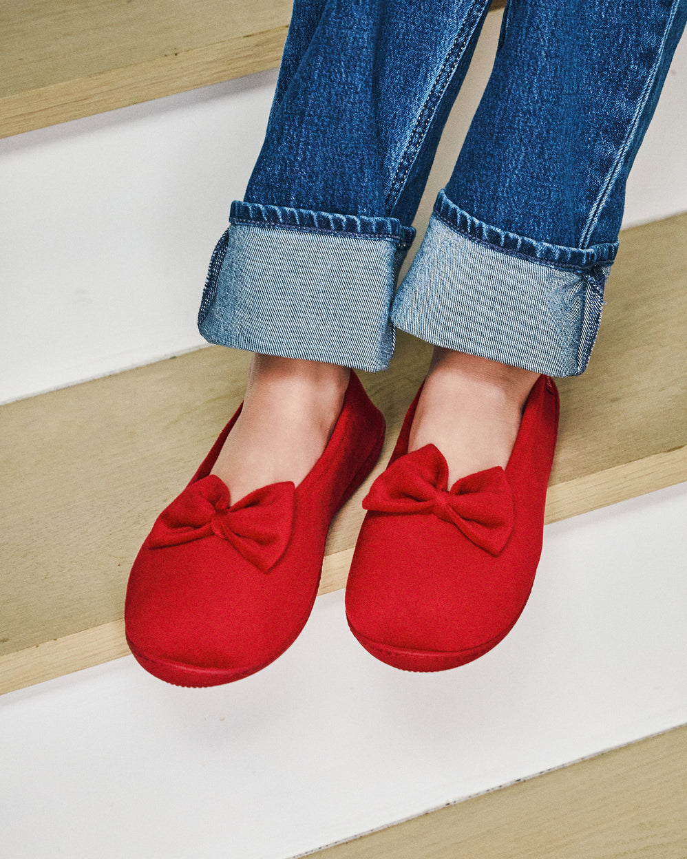 Chaussons Ballerines Femme Noeud Rouge - Isotoner
