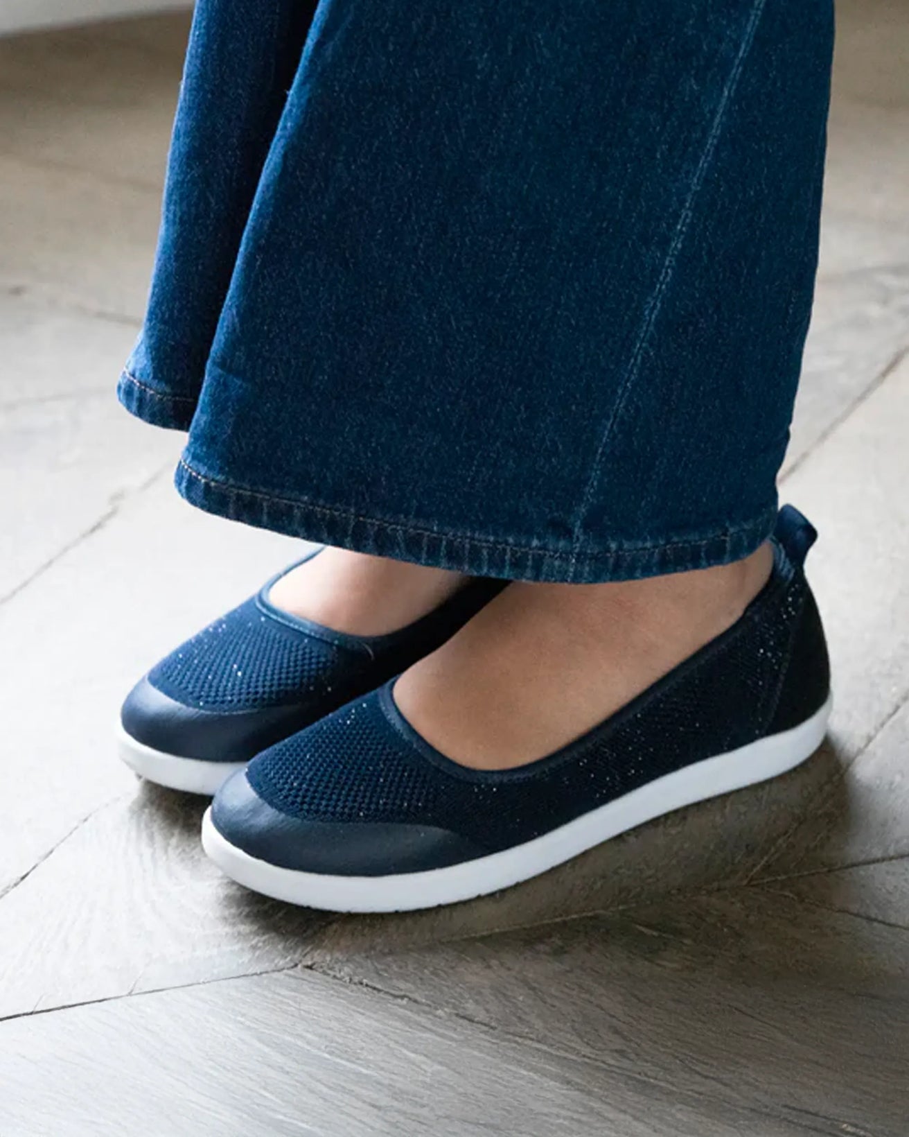 Ballerines Femme slip-on Marine lurex