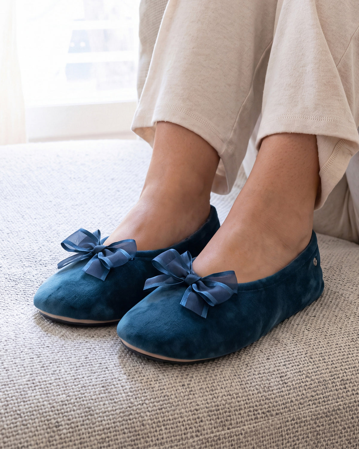 Zapatillas de casa Bailarinas Mujer Tulle Azul Pato