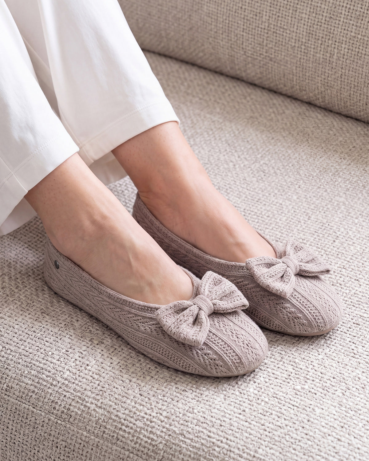 Zapatillas de casa Bailarinas Mujer Gran Lazo Topo