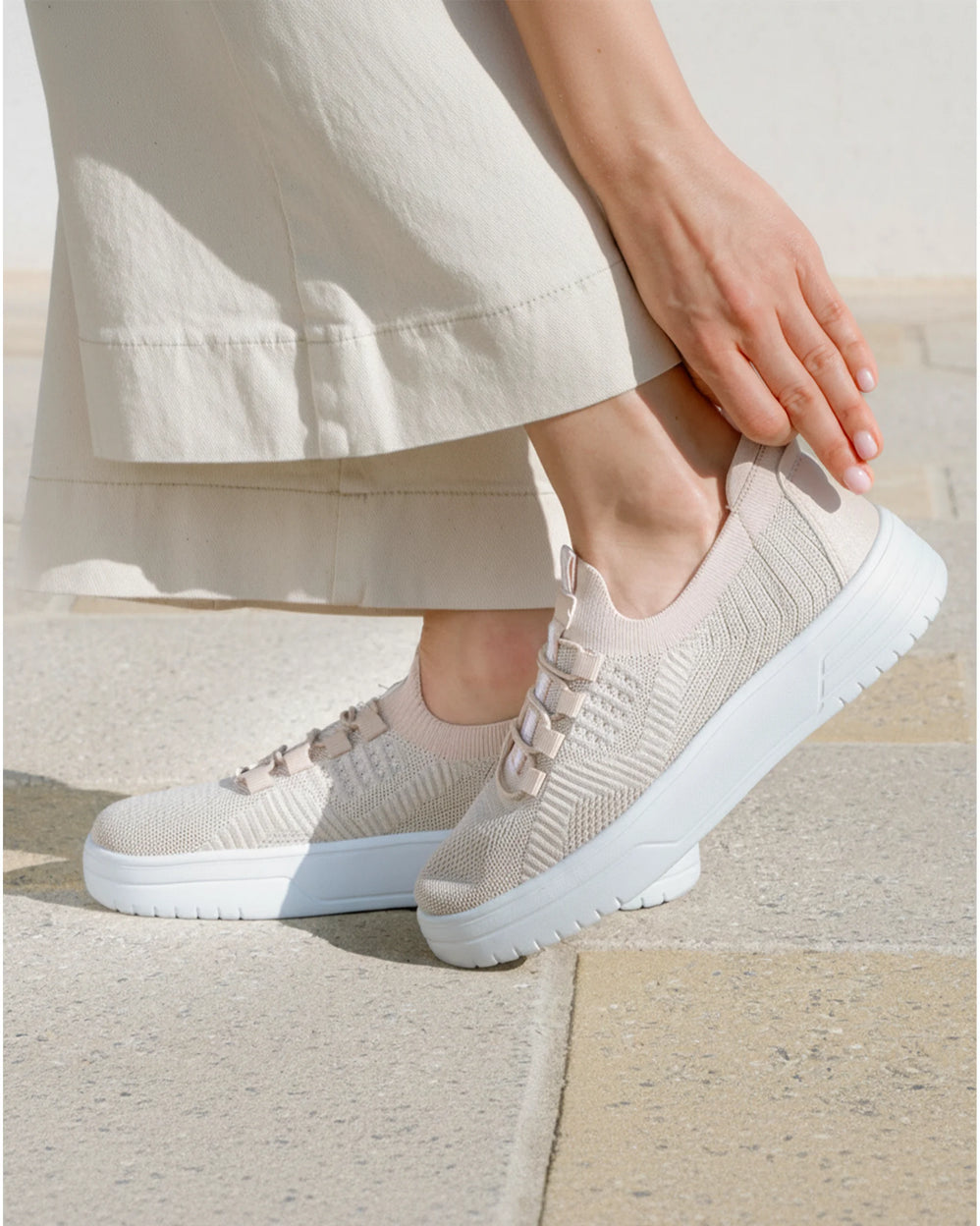 Baskets Femme slip-on talon plateforme Beige - Isotoner