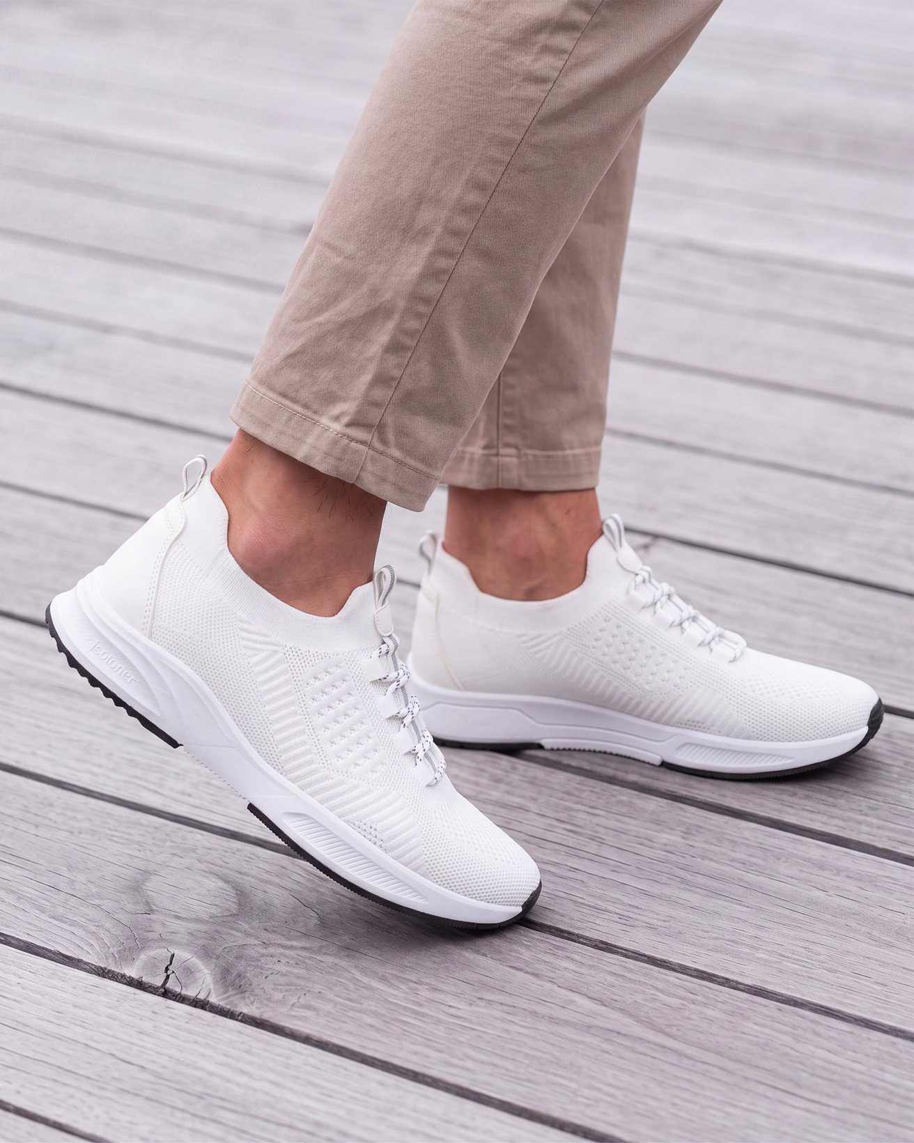 Tenis Confort Hombre slip-on cordones Blanco