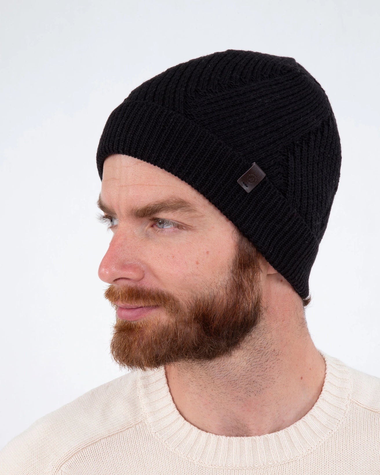 Bonnet Homme Maille Côtelée Noir