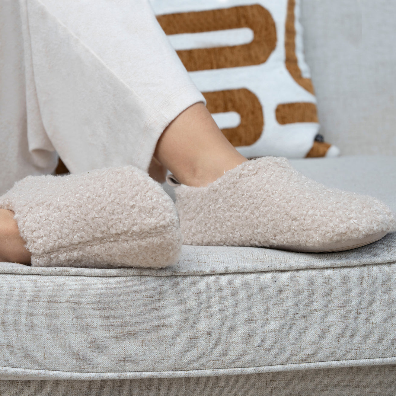 Chaussons bottillons bas Femme Beige