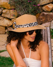 Chapeau Femme Canotier Foulard kaki cœur