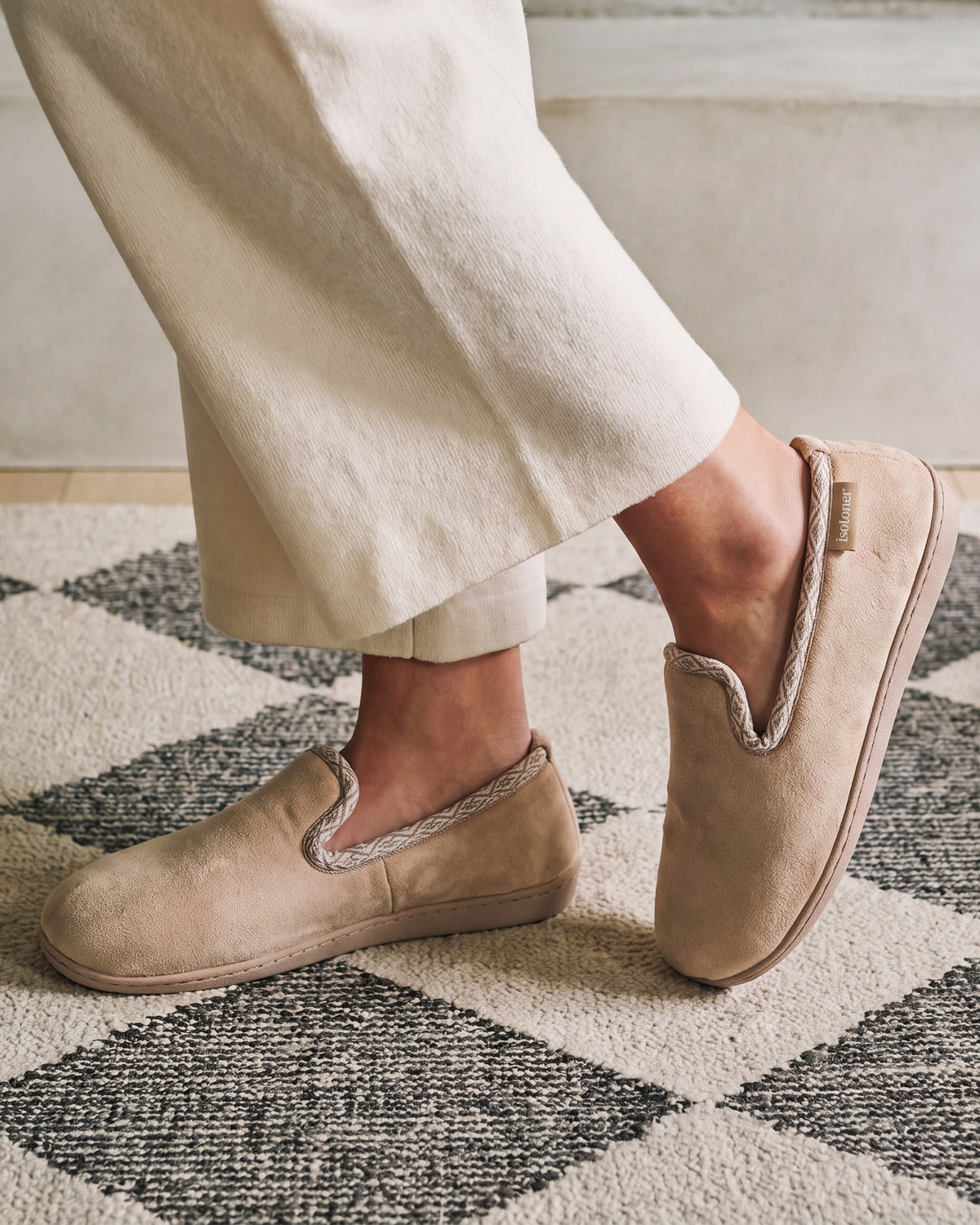 Chaussons Charentaises Femme Beige fourrés