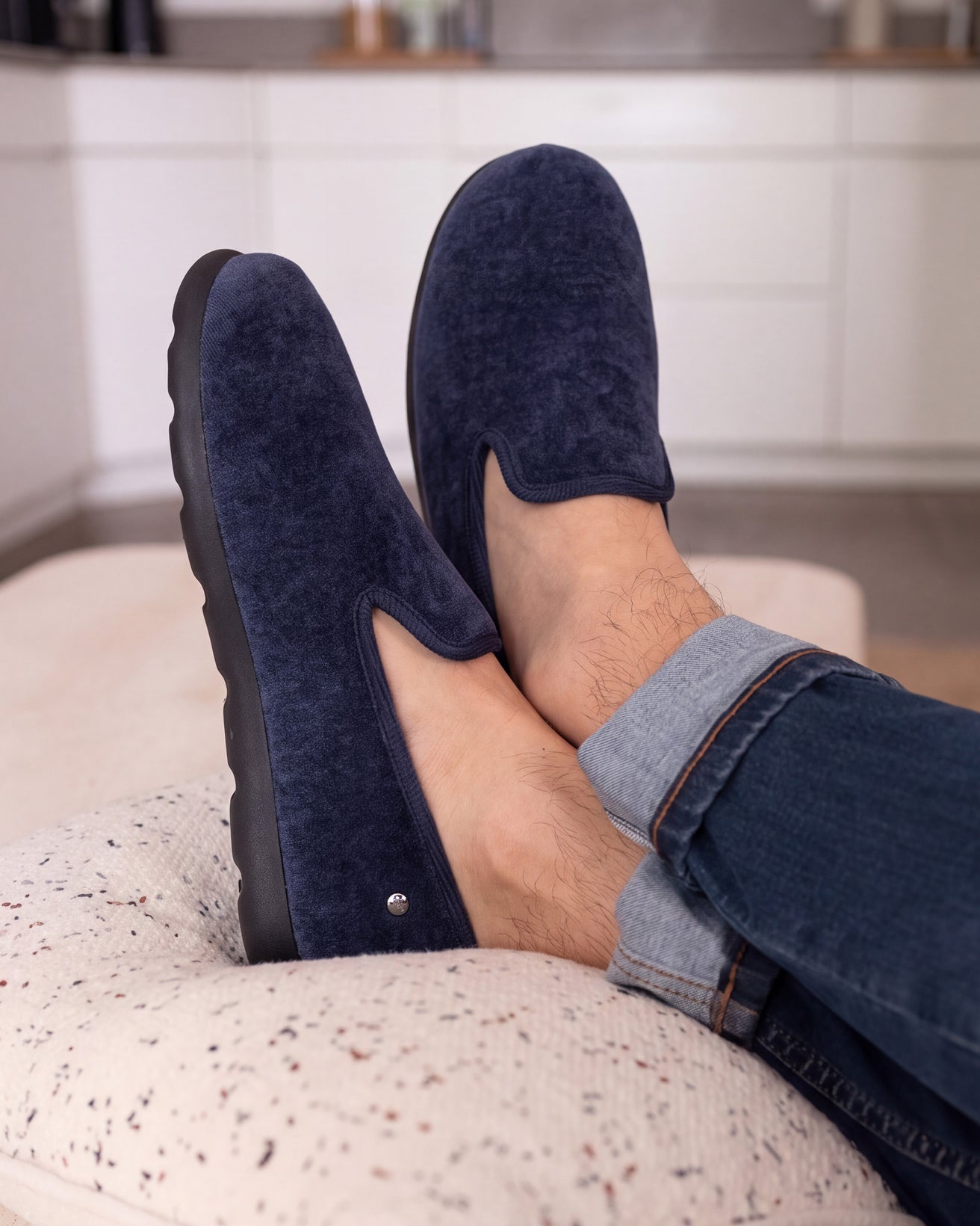 Zapatillas de casa Hombre Cerradas Azul marino moteado