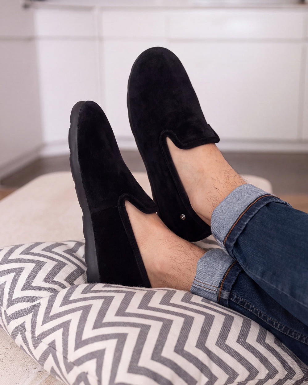 Chaussons charentaises Homme Noir Tartan - Isotoner