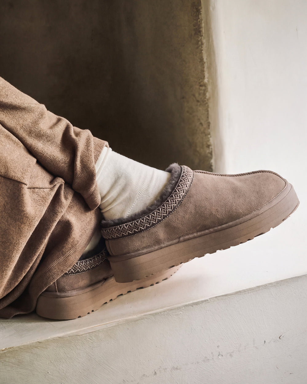 Chaussons Mules plateforme Femme Taupe - Isotoner