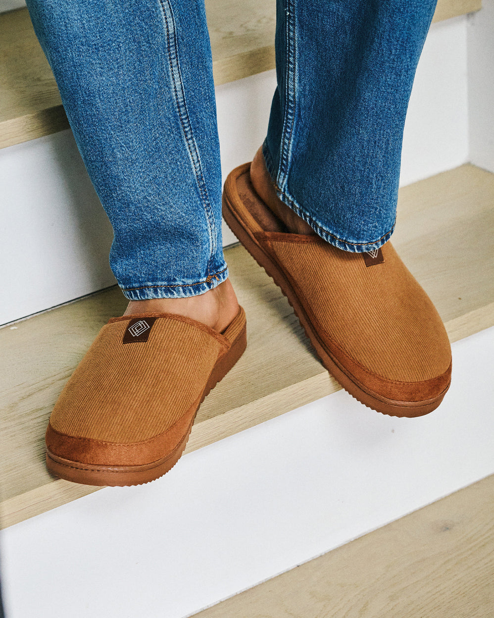 Chaussons Mules Homme Camel semelle crantée - Isotoner