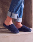 Chaussons Mules Femme Pois Marine