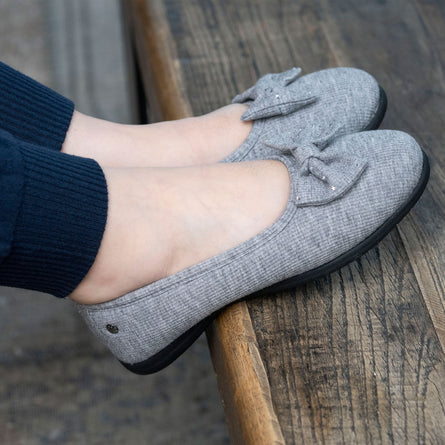 Chaussons ballerines Femme Gris nœud irisé - Isotoner