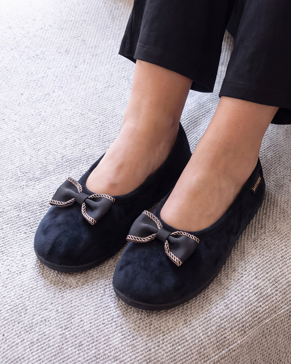 Chaussons Ballerines Femme Noir Chaîne - Isotoner