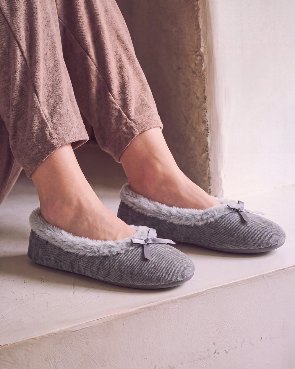 Chaussons Ballerines Femme pailleté Gris foncé - Isotoner