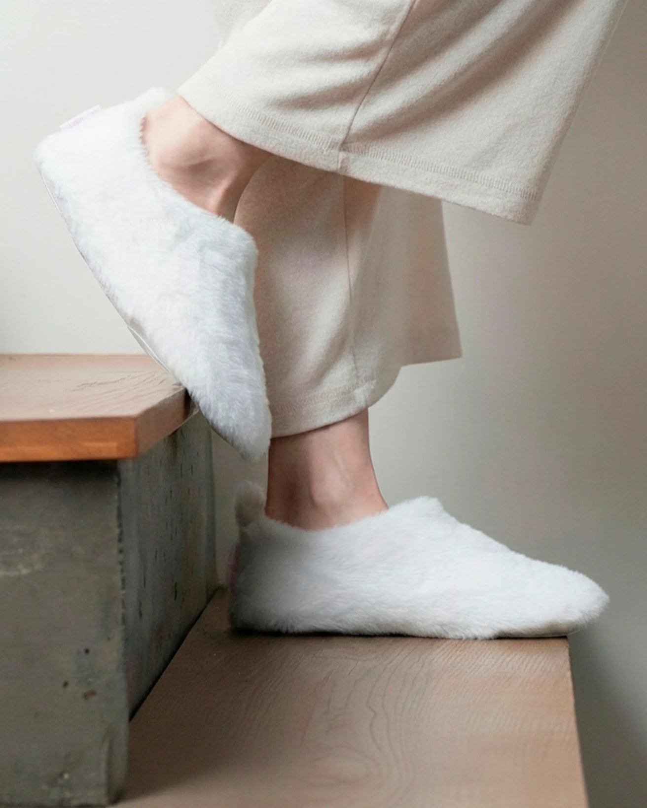Chaussons bottillons Femme Ivoire