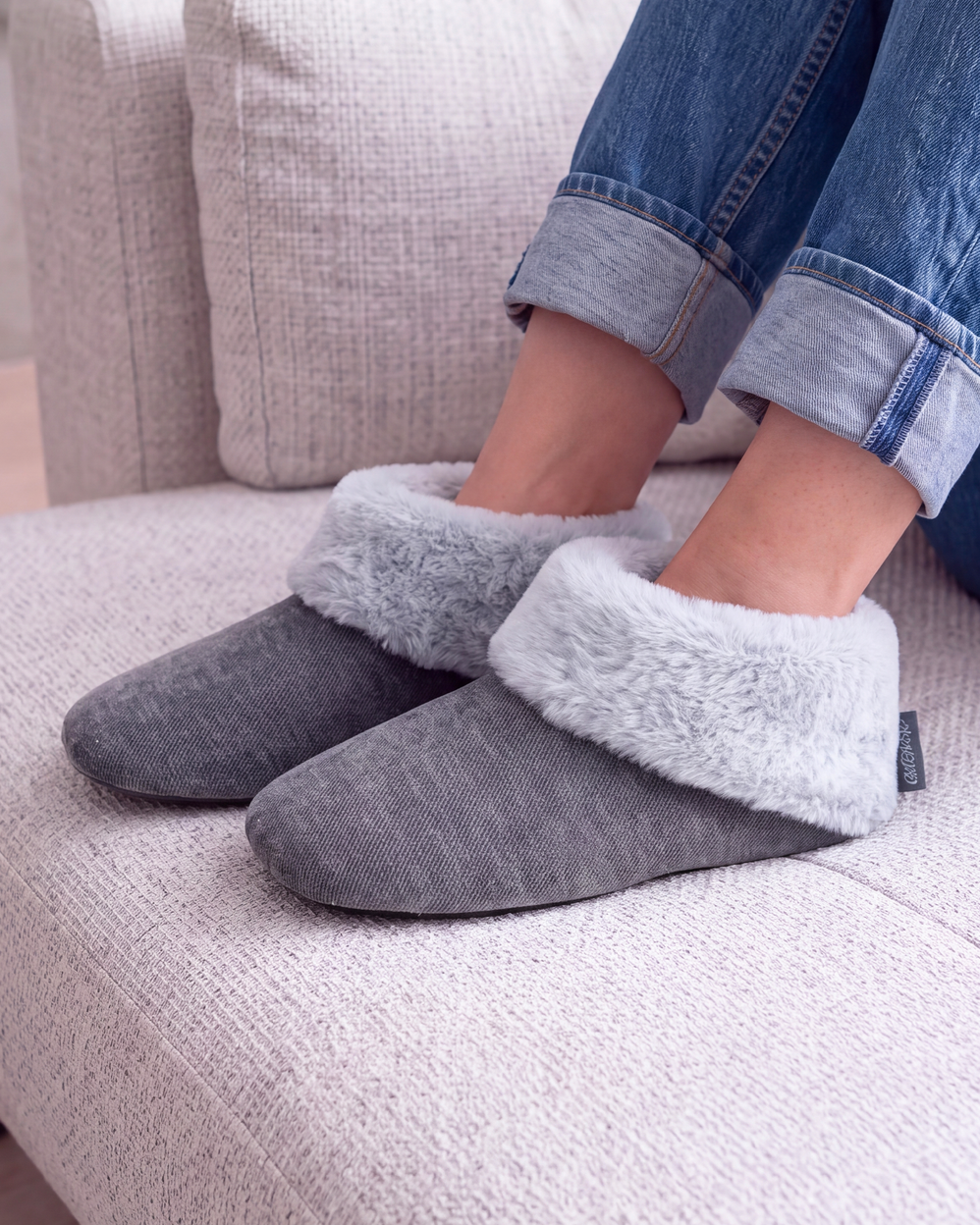 Chaussons Bottillons Femme pailleté Gris foncé - Isotoner