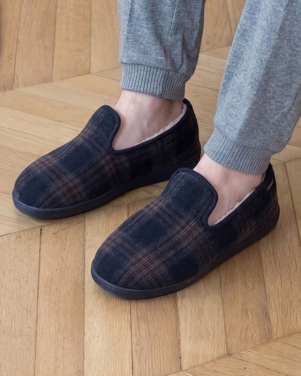 Chaussons Charentaises Homme Tartan Marine - Isotoner