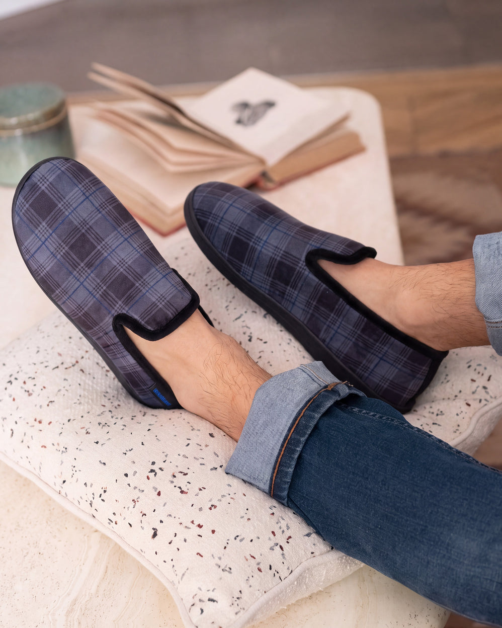 Chaussons charentaises Homme Tartan - Isotoner