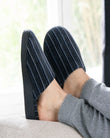 Chaussons mules Homme Rayures bleu/gris