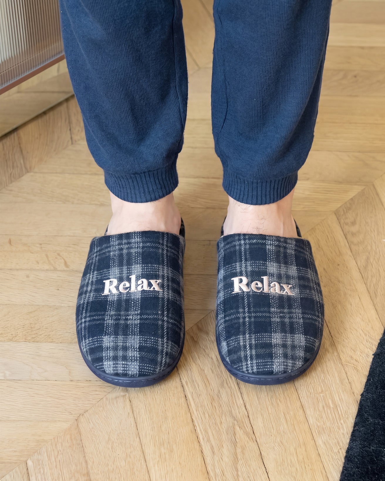 Zapatillas de casa chinelas Hombre Tartán marino