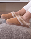 Chaussons mules Femme talon plateforme Camel
