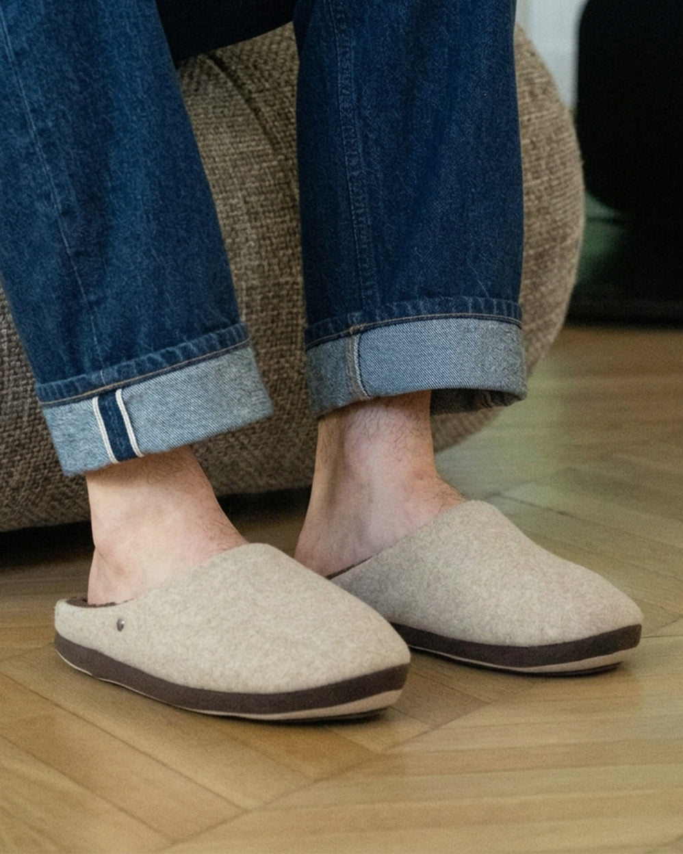 Chaussons Mules Homme feutrine Beige - Isotoner