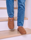 Chaussons Mules Homme Camel semelle crantée