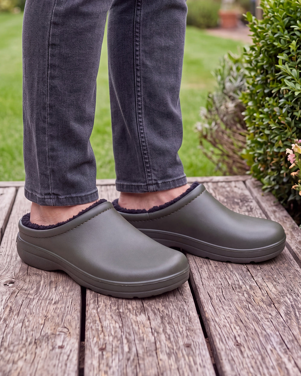 Sabots de jardin Homme fourrés Kaki - Isotoner