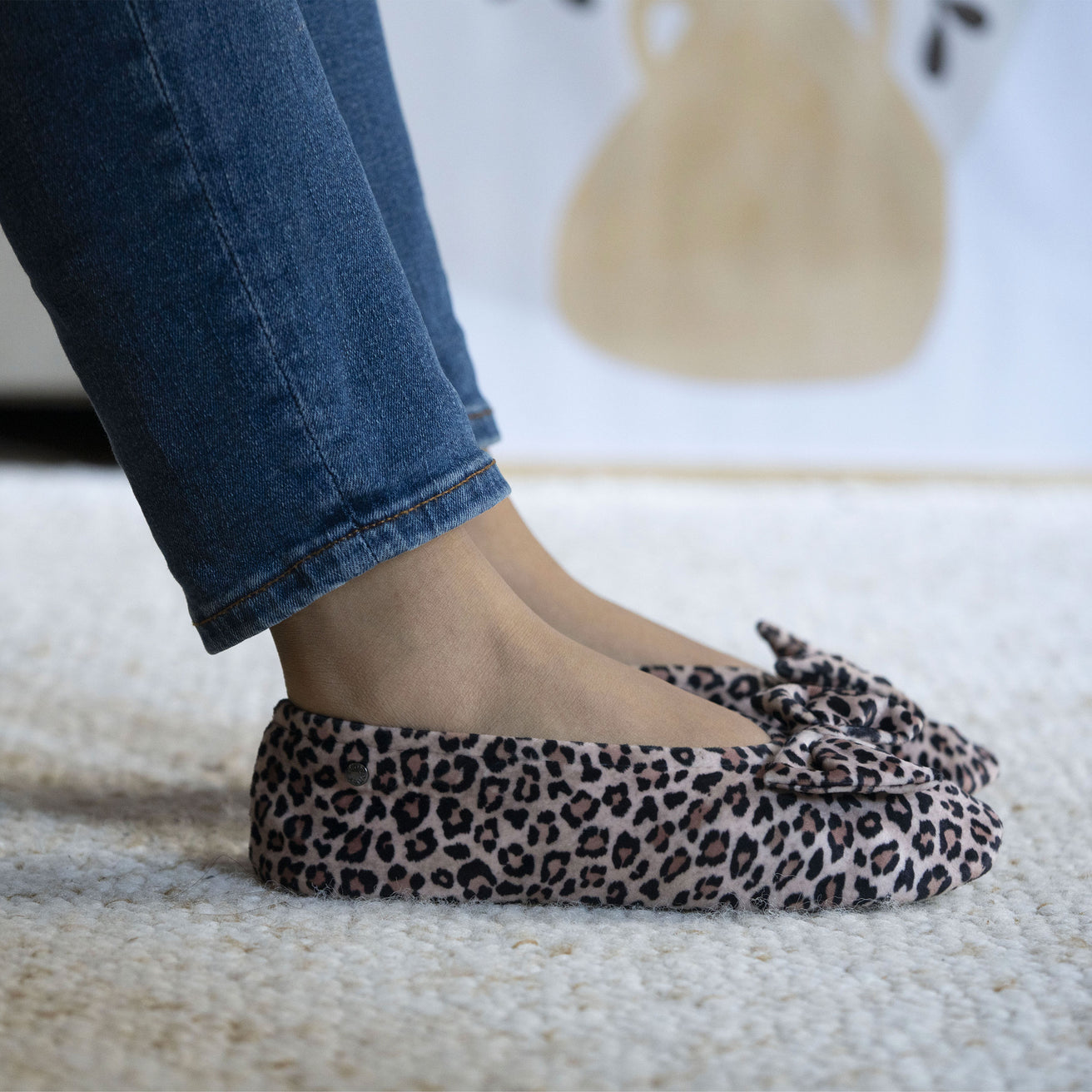 Chaussons ballerines Femme Grand Nœud Panthère