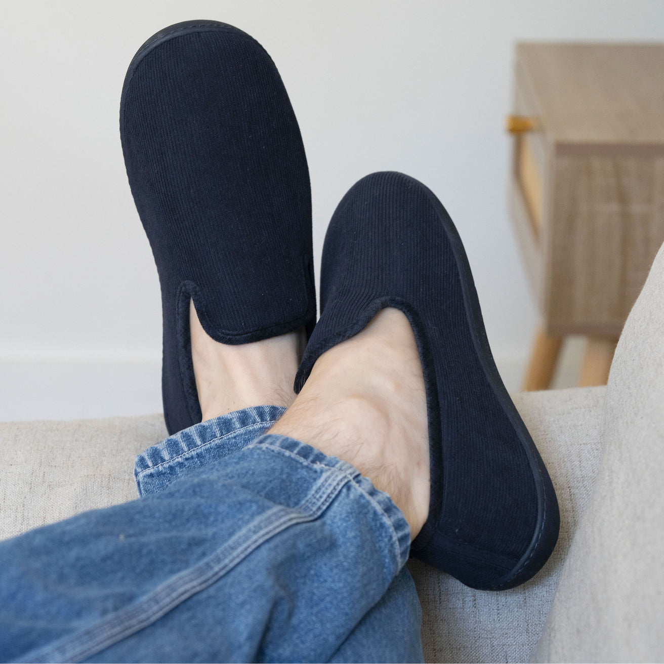 Chaussons charentaises Homme Marine velours