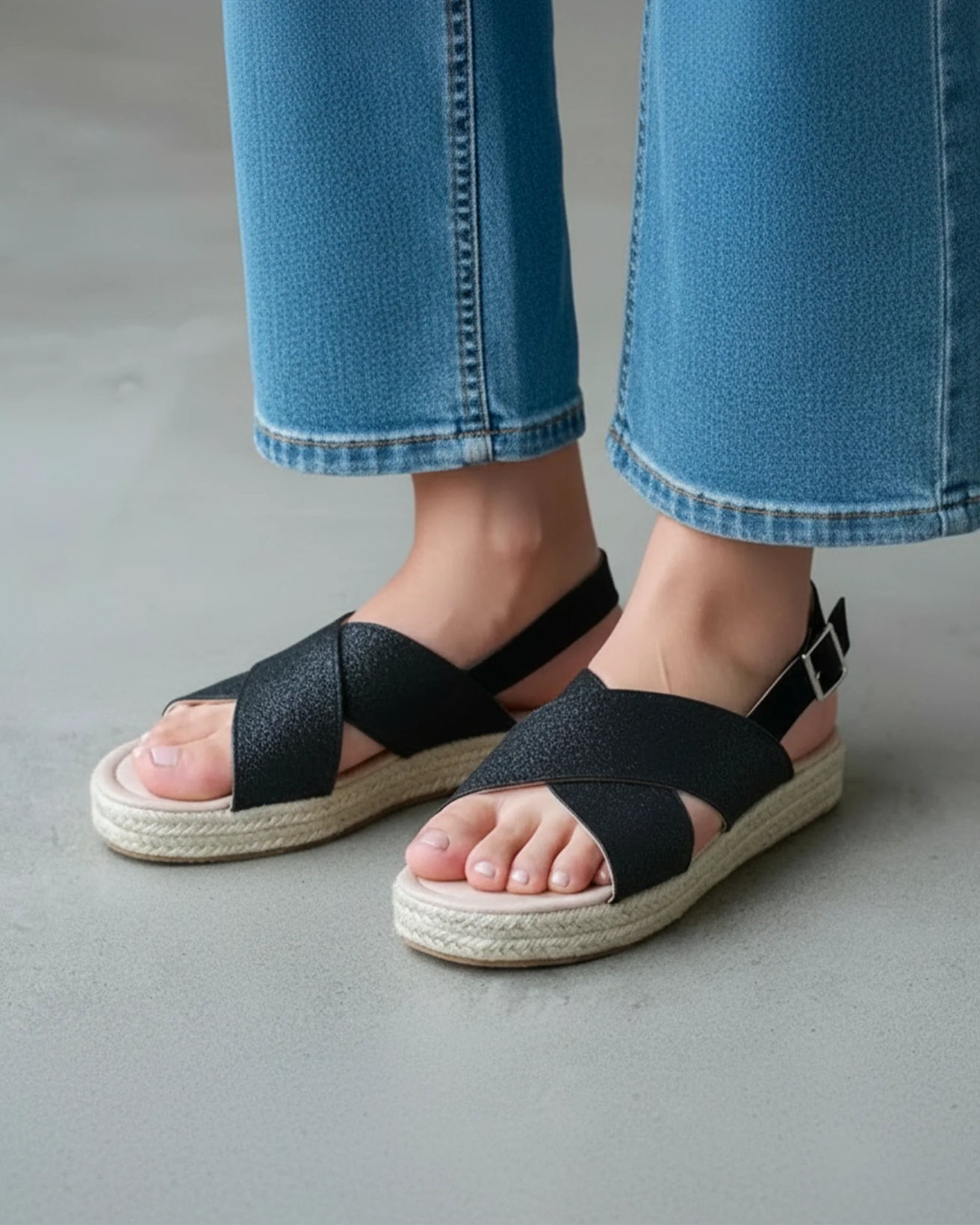 Sandalias Mujer correas cruzadas Negro