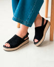 Sandalias Mujer suela plataforma cuerda Negro
