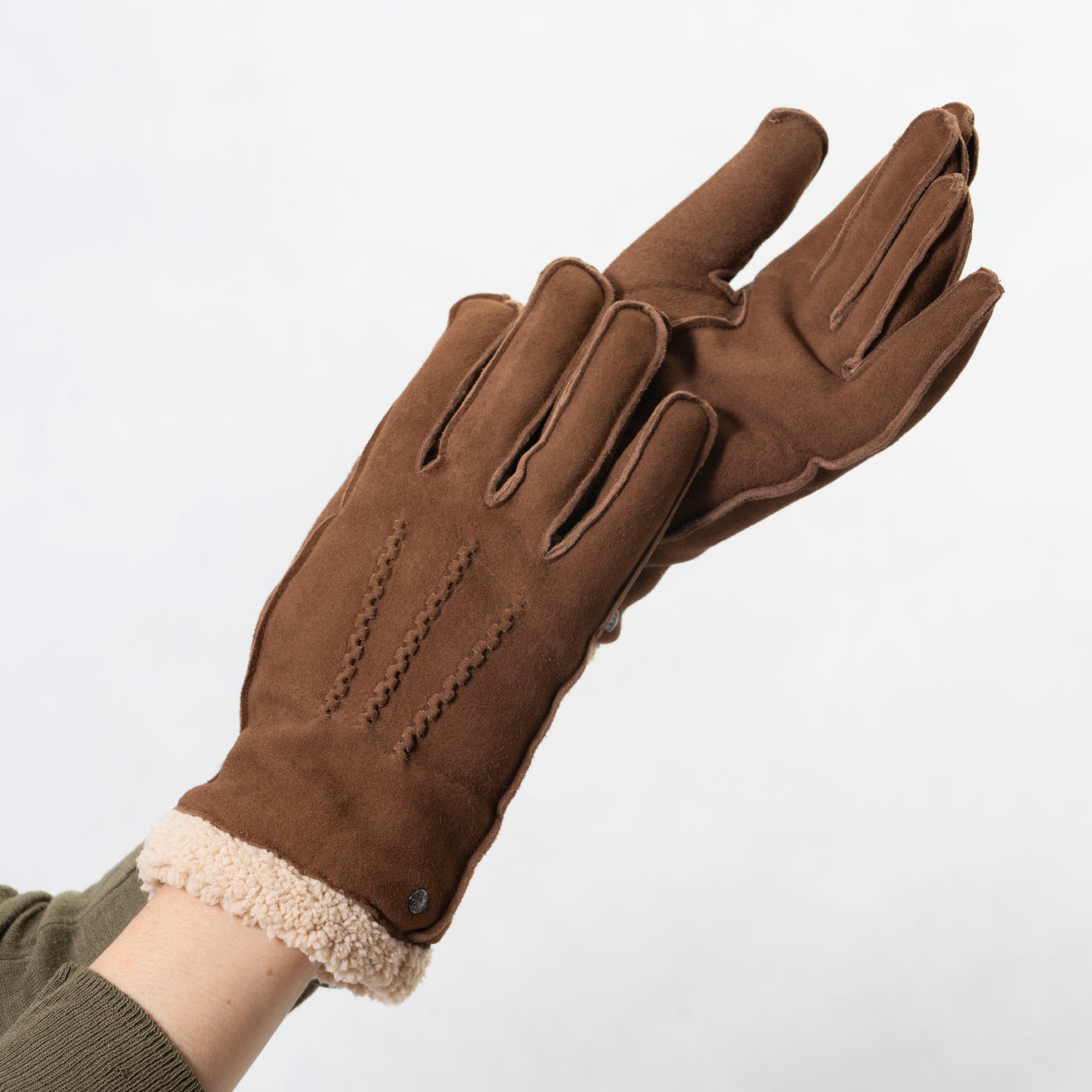 Gants Femme cuir velours fourrés Cognac