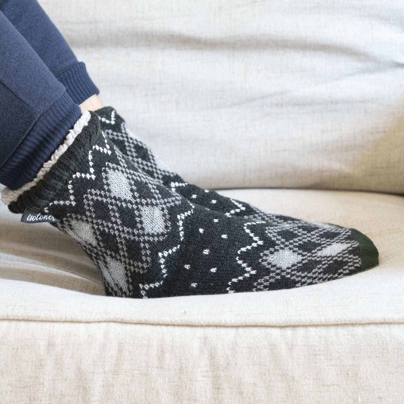 Chaussettes fourrées Homme Jacquard gris