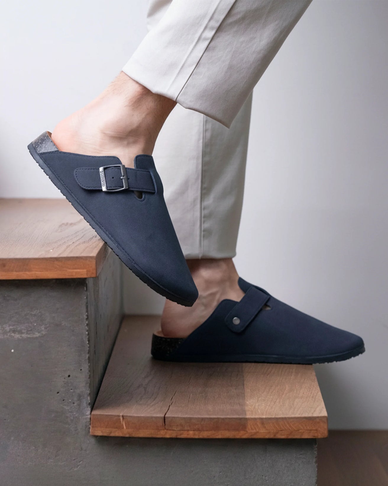 Zuecos mules Hombre Azul marino