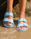 Mules chancletas Mujer ajustable Azul claro