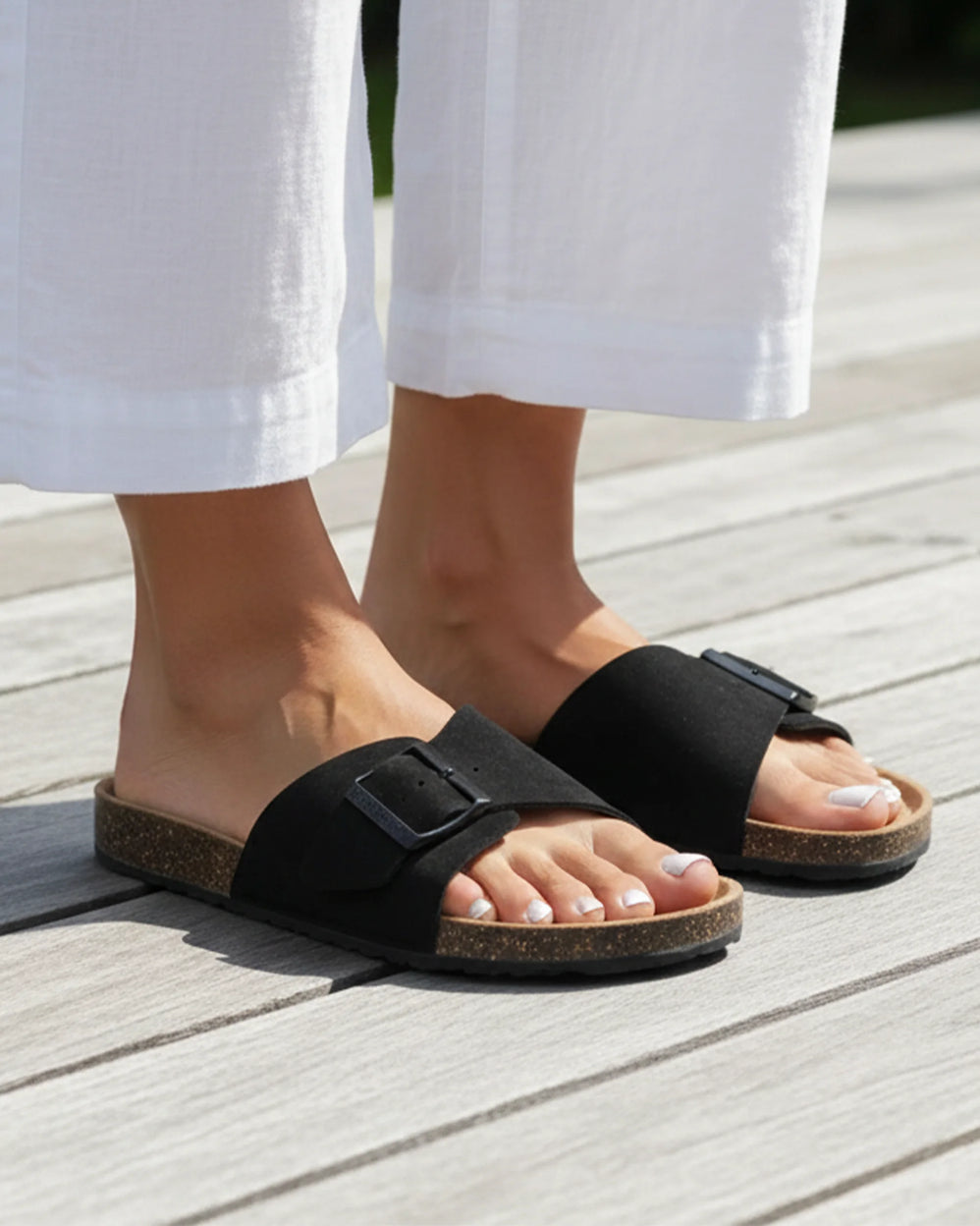 Mules Sandales Femme simple bride Noir - Isotoner