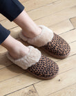 Chaussons mules cuir Femme Léopard