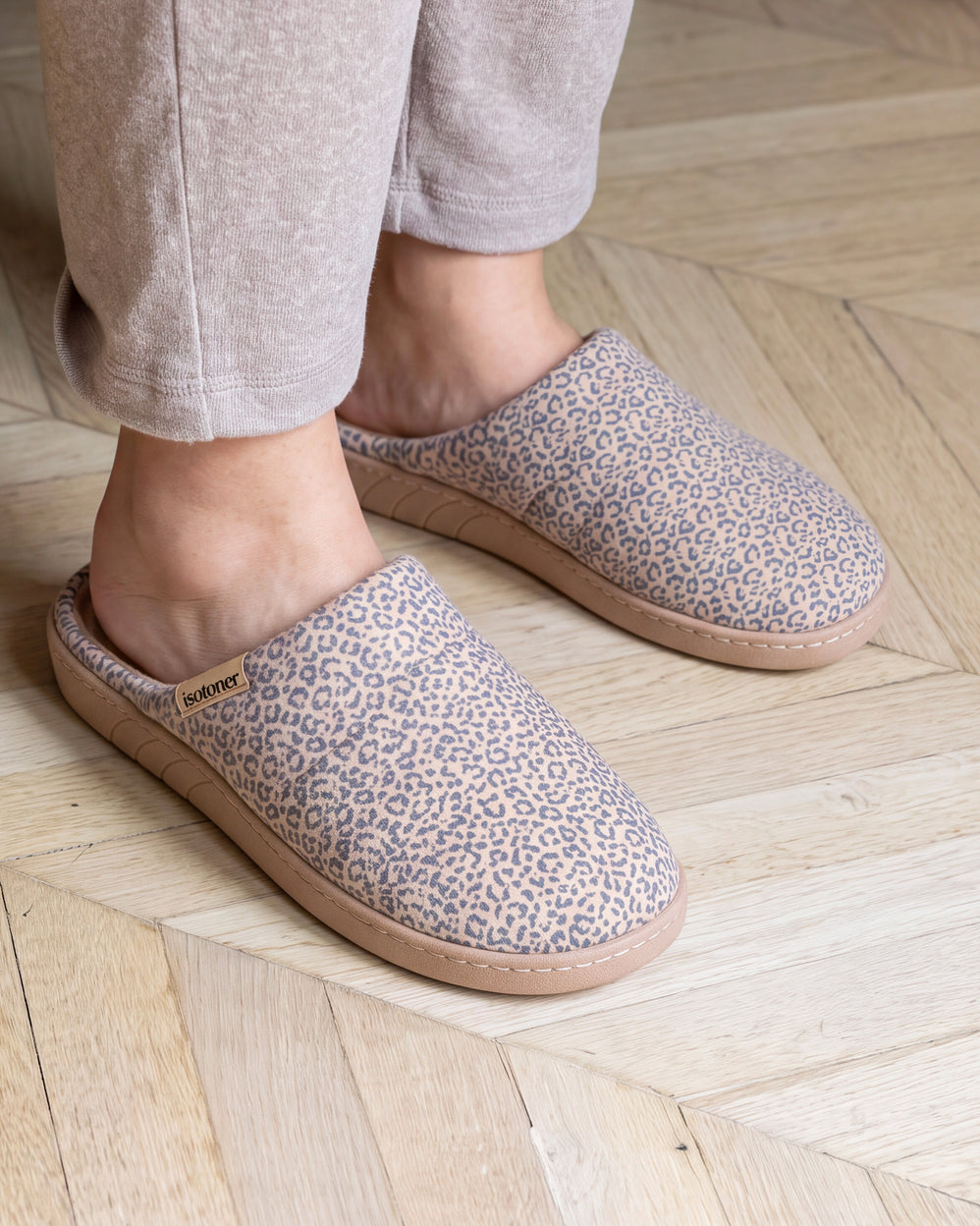 Chaussons mules Femme Léopard beige - Isotoner