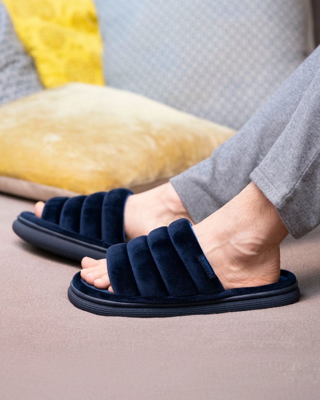Zapatillas de casa Sandalias BLOUP Hombre Marino terciopelo