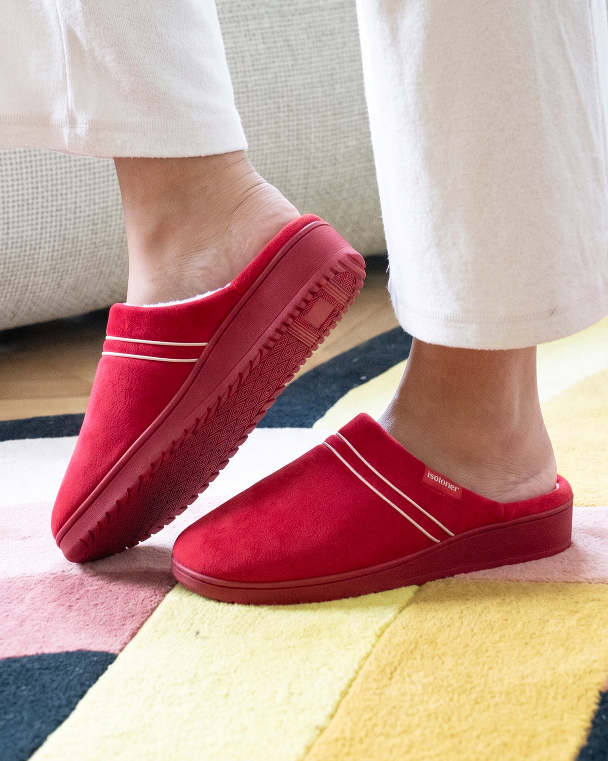 Chaussons Mules Femme talon Rouge