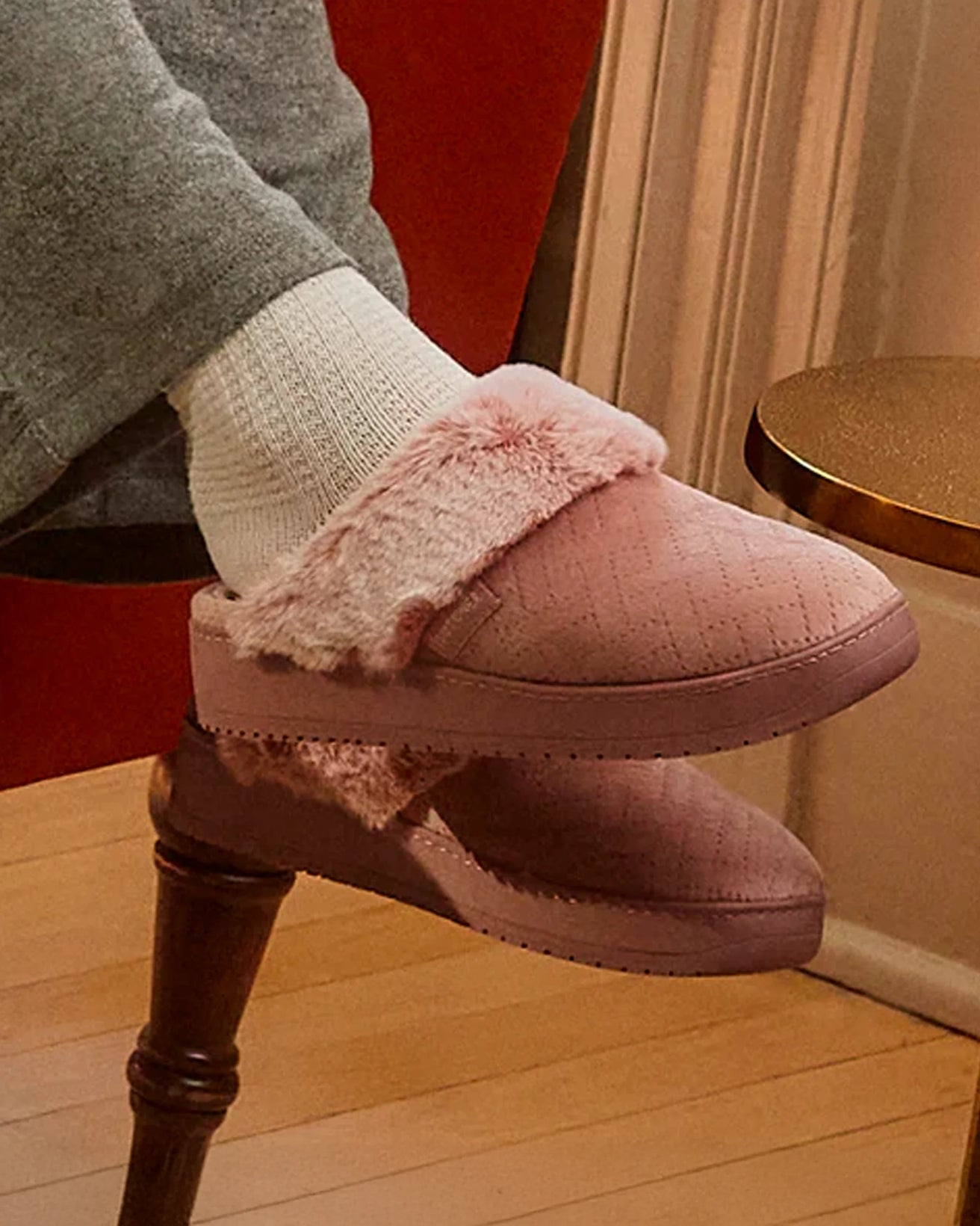 Zapatillas de casa chinelas con tacón Mujer Blush