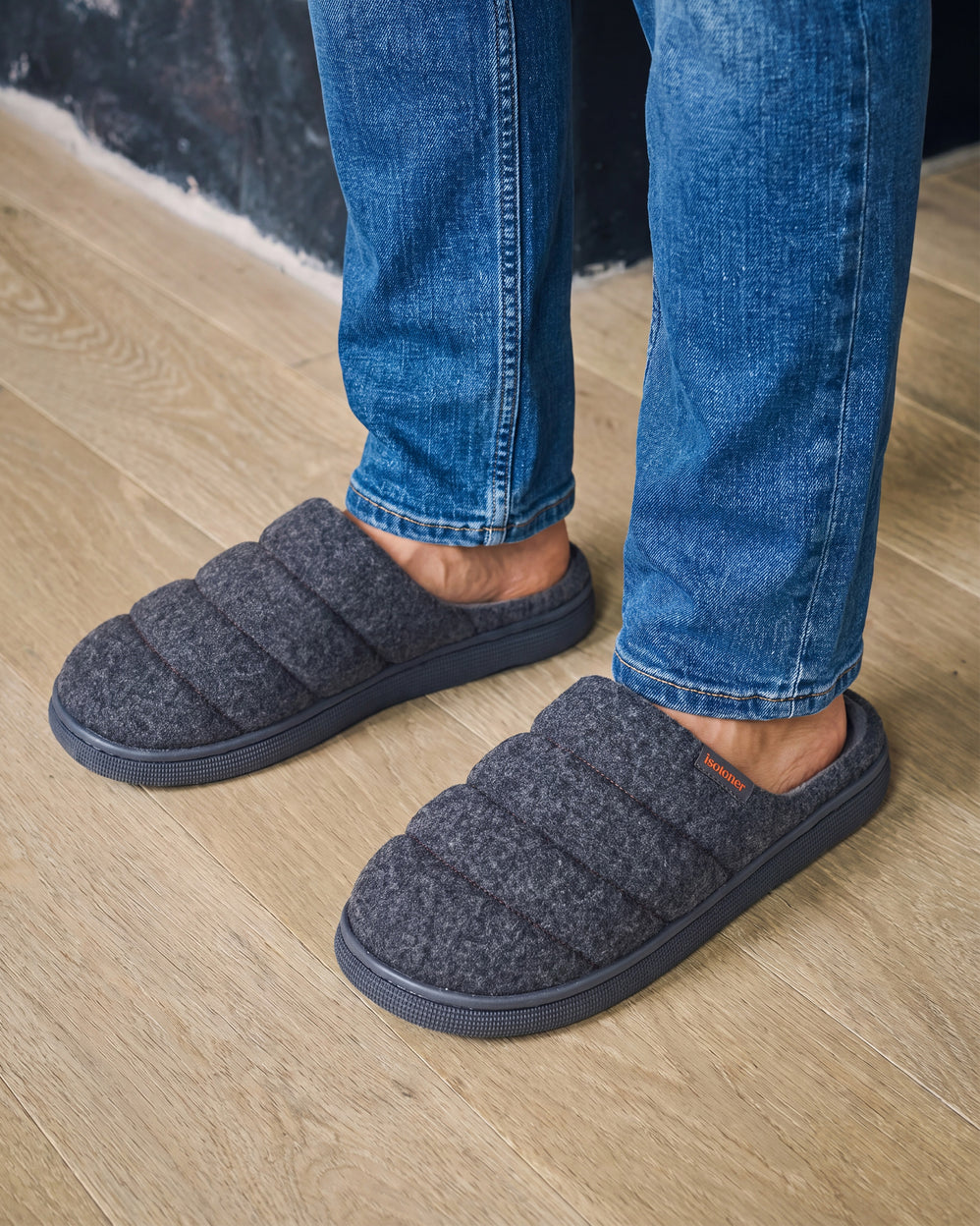 Chaussons Mules Homme BLOUP Chiné Gris - Isotoner