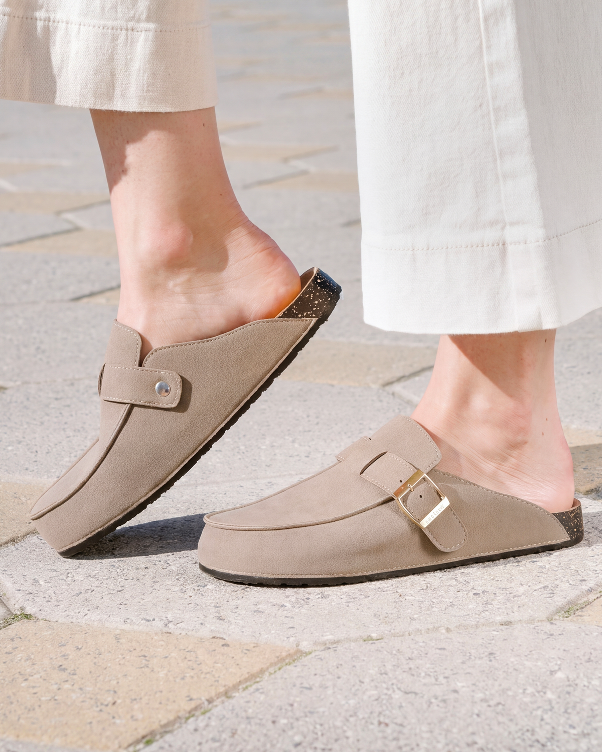 Sabots Mocassin Femme Taupe