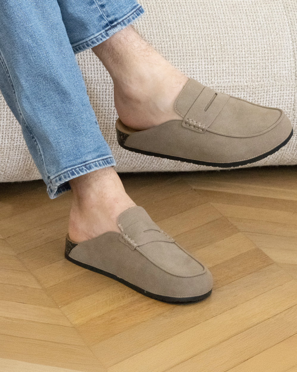 Sabots Mocassin Homme Taupe - Isotoner
