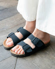 Mules sandalias Mujer Doble Correa Negro