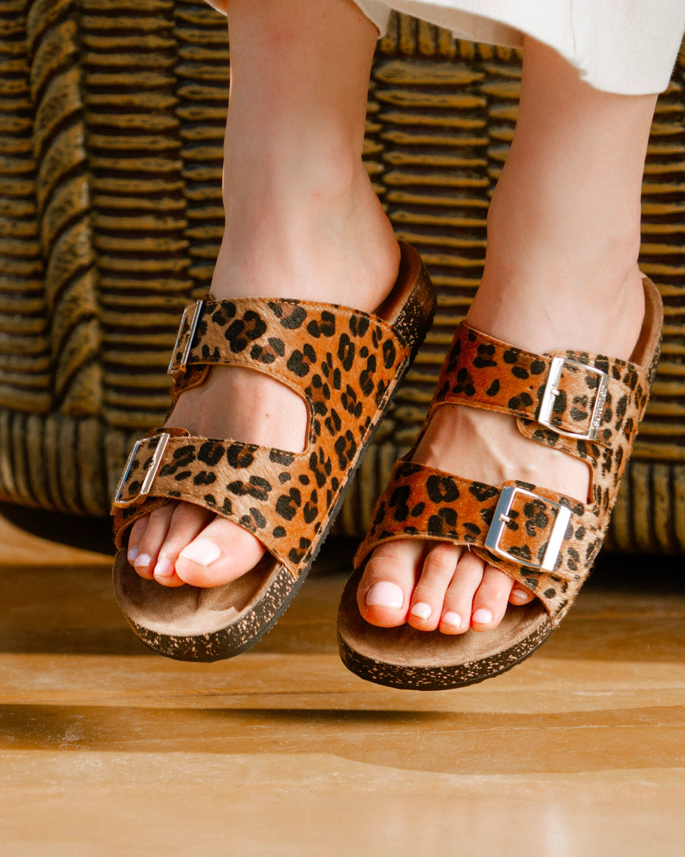 Mules sandalias Mujer Doble Correa Leopardo - Isotoner