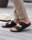 Mules sandales Homme double bride Noir