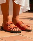 Mules sandales Femme Double Bride Rouille