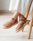 Sandalias Mujer suela plataforma cuerda Camel